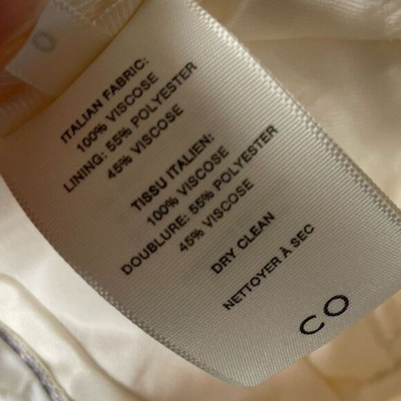 CO Draped Pocket Trousers Women 0 Ivory Pleated Front Straight Leg Pants Viscose - Picture 13 of 13